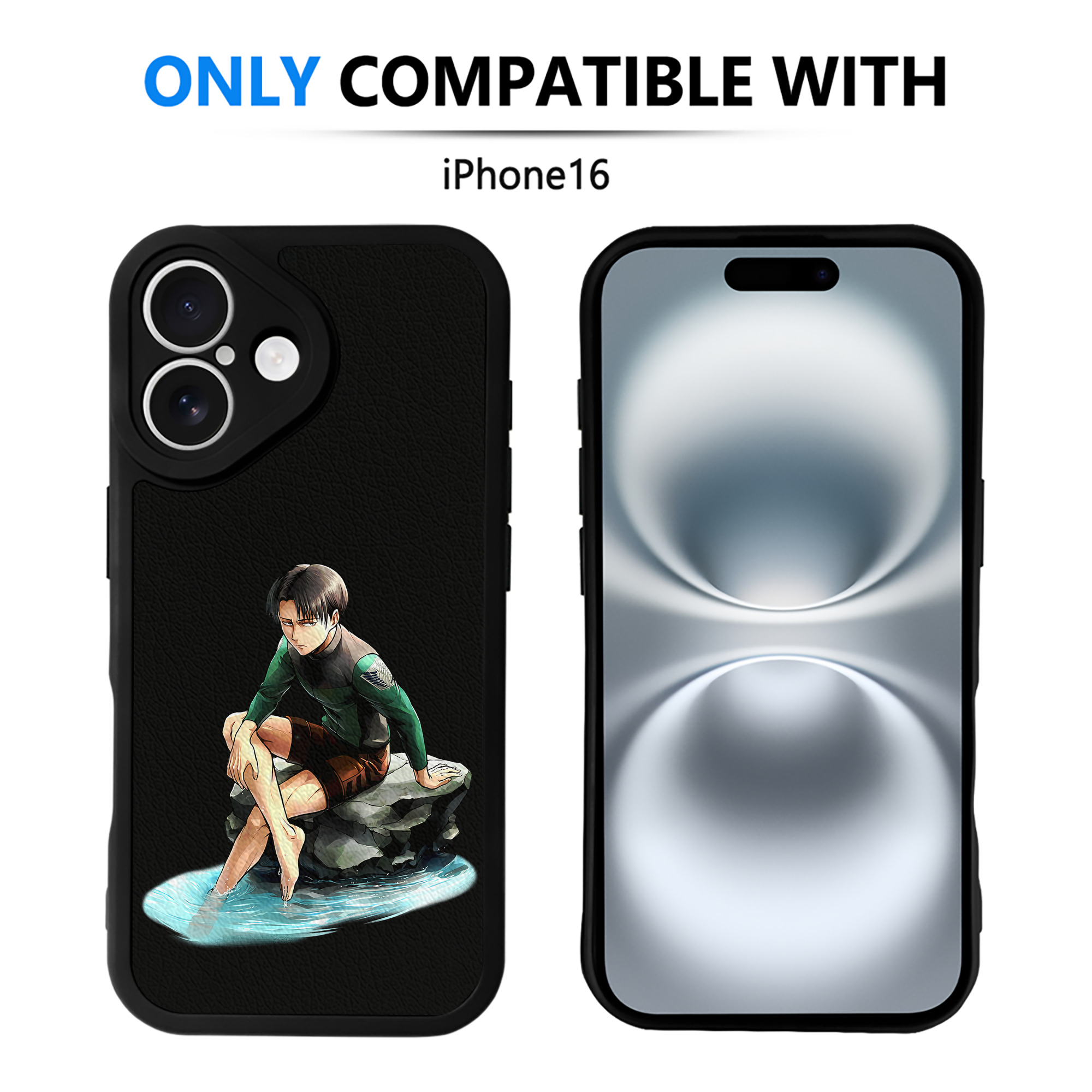 （画像用） 進撃の巨人 リヴァイ·アッカーマン Attack on Titan Levi Ackerman 【iPhone 16シリーズ対応】シリコンスマホケース（レザー調） 材質：シリコン